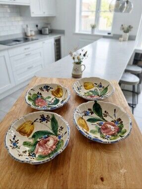 Vintage Italy Ceramic Bowls Set Floral 5.5 inch 4 pcs